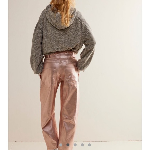 Free People (We The Free) Metallic Moxie Low Slung Pull On Barrel Pants - Picture 3 of 11